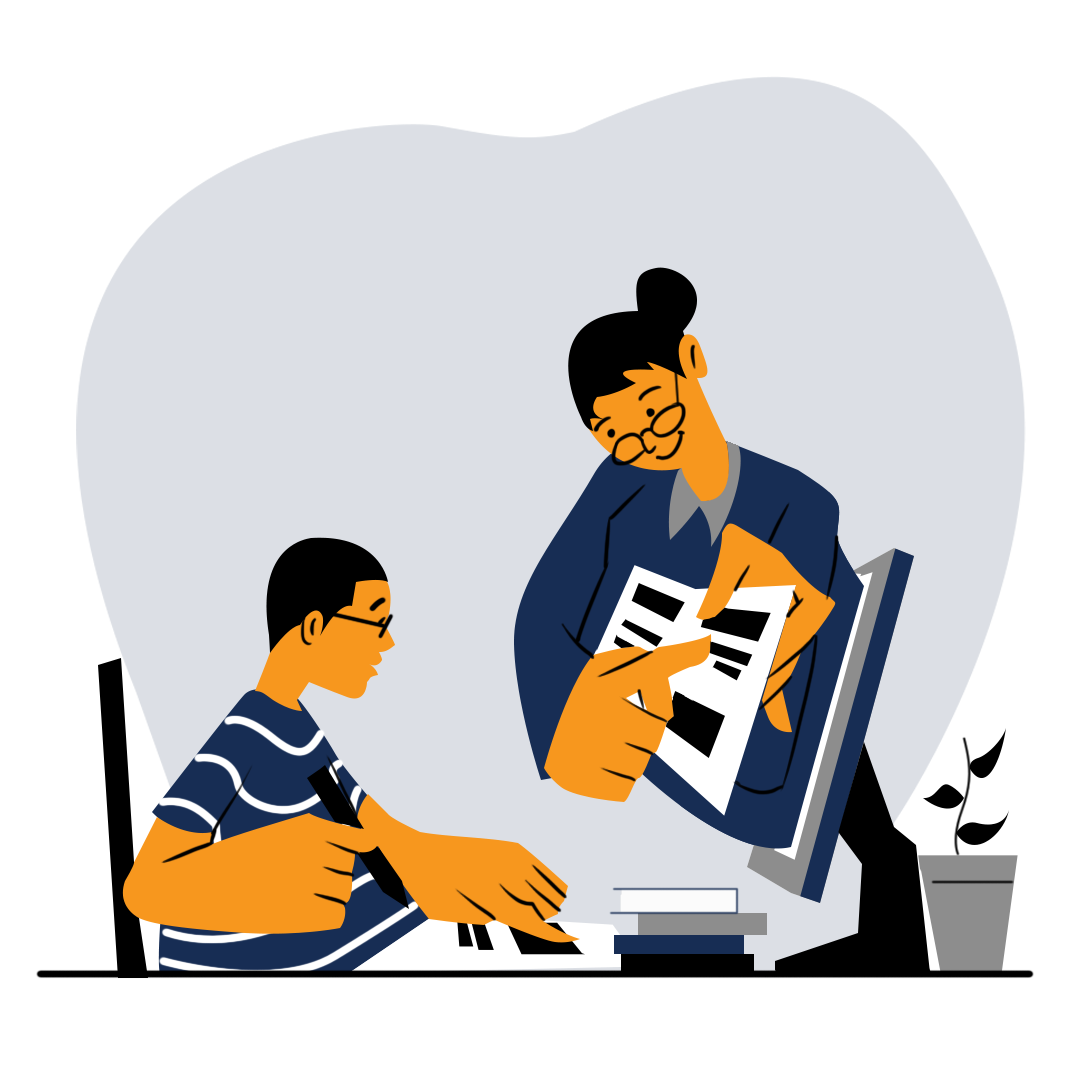 Online tutoring illustration β tutor teaching a child through a computer